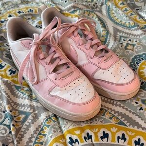 Nike Women’s Pink and White Low-Top Sneakers can be youth size 7/Womens 8
